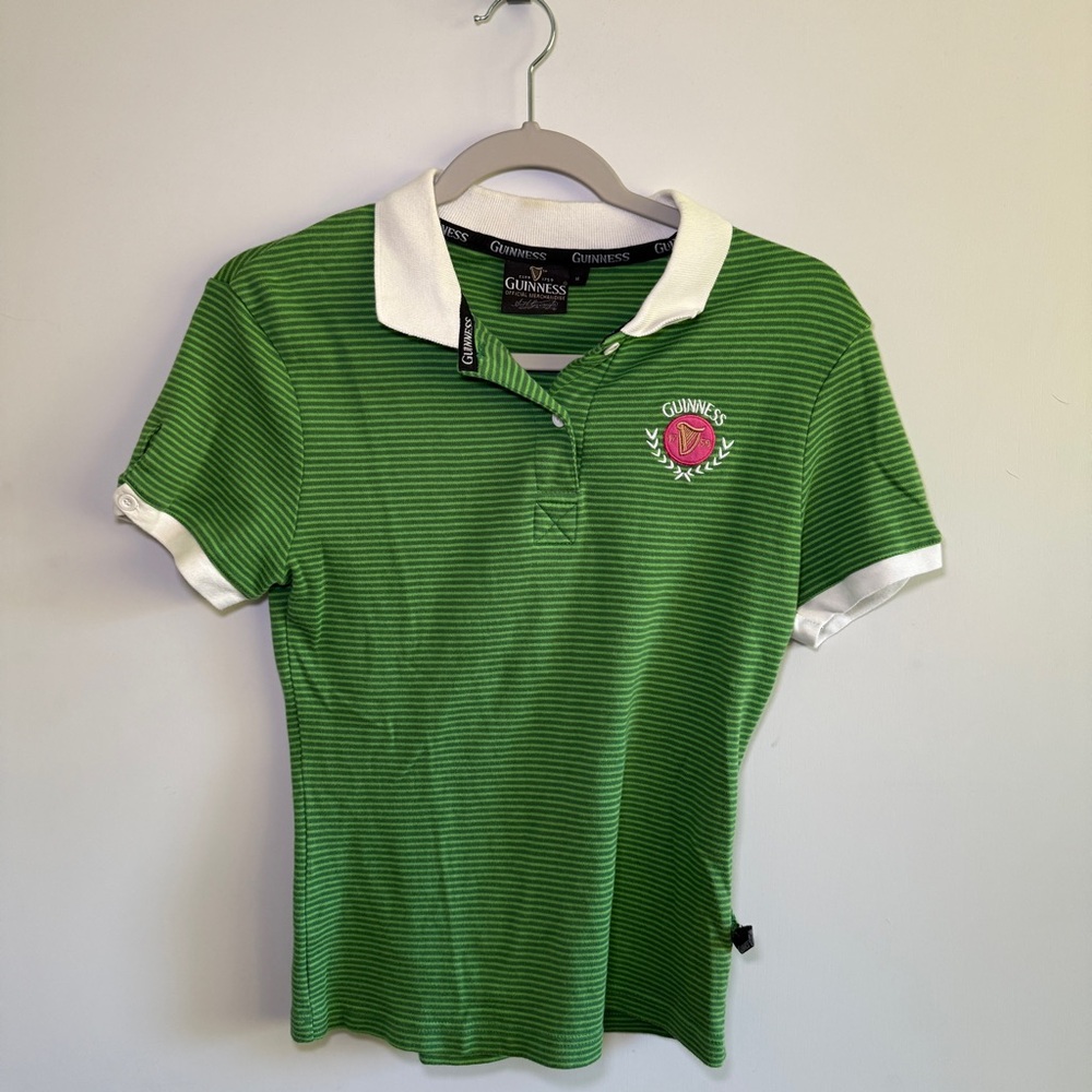 Guinness Green and White Polo Shirt Classic Style